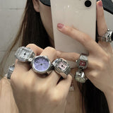 Unique Watch Ring For Women Anniversary Punk  Jewelry