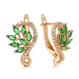 Full Inlaid Natural Zircon Drop Earrings Green For Women 585 Rose Gold Jewelry