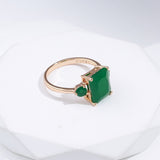 Natural Dark Green Emerald Ring Women 585 Rose Gold Bridal Jewelry