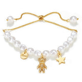 Vintage Butterfly Pearl Pendant Bracelet Birthday Gift Jewelry