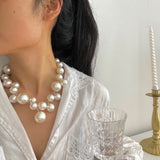 Bead Pearls Pendant Necklace Chain Women Bride Jewelry