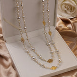 Double Layer Pearl Necklace For Women Rose Flower Women Wedding Jewelry