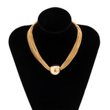 Punk Ball Pendant Choker Necklace For Women Gold Party Jewelry