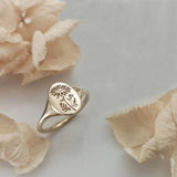 Carve flowers Ring Women Gold Engagement Party Jewelry