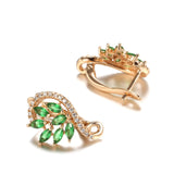 Full Inlaid Natural Zircon Drop Earrings Green For Women 585 Rose Gold Jewelry