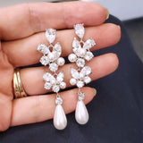 Luxury Bridal Pearl Dangle Earrings Engagement for Women Jewelry