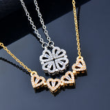 4 Heart Flower Pendant Necklace Gold Love Women Jewelry