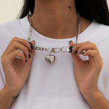 Punk Heart Pendant Necklace for Women Chain Jewelry Gift