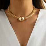 Punk Ball Pendant Choker Necklace For Women Gold Party Jewelry