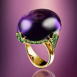 Classic Retro Purple Pearl Ring Women Anniversary Women Jewelry