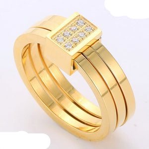 Three Layers Bling Ring Women Anniverssary Jewelry