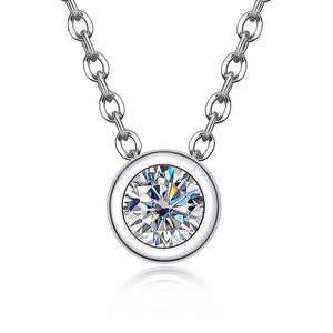 Round Moissanite Pendant Necklace Round Anniverssary Jewelry