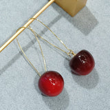 Cherry Long Drop Earrings Women Wedding Jewelry