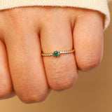 Classic Emerald Green Gemstone Ring Women Wedding Anniversary Jewelry