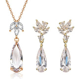 Luxury Water Drop Jewelry Sets Necklace Earrings Romantic Women Wedding