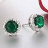 Round White Zircon Stud Earrings For Women Wedding Jewelry