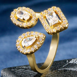 Luxury Zircon Rings for 14k Gold Women Anniversary Party Jewelry