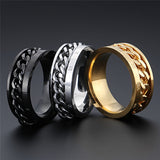 Gold Roman Numeral Ring Spinner Chain Women  Jewelry