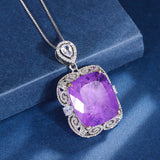 Vintage Amethyst Pendant Necklace for Women Party Fine Jewelry