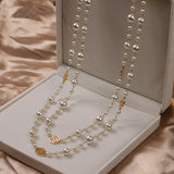 Double Layer Pearl Necklace For Women Rose Flower Women Wedding Jewelry