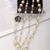 Double Layer Pearl Necklace For Women Rose Flower Women Wedding Jewelry