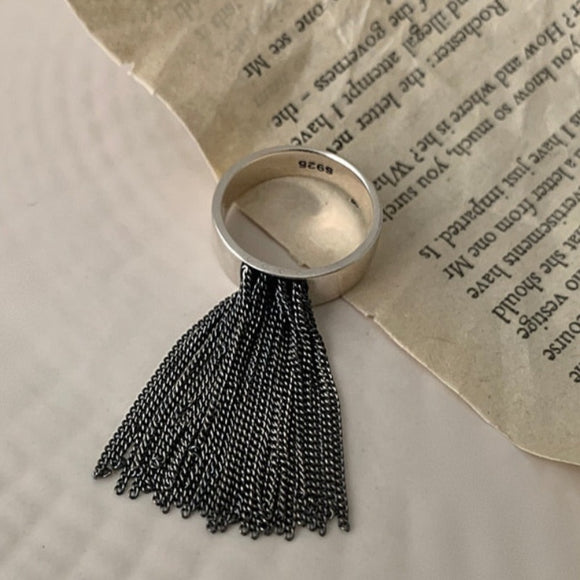 Vintage Tassel Silver Ring For Women Wedding Party Jewelry