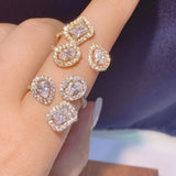 Luxury Zircon Rings for 14k Gold Women Anniversary Party Jewelry