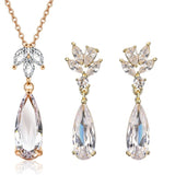 Luxury Water Drop Jewelry Sets Necklace Earrings Romantic Women Wedding