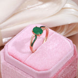 Green Natural Emerald Ring For Women 585 Rose Gold Wedding Jewelry