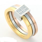 Three Layers Bling Ring Women Anniverssary Jewelry