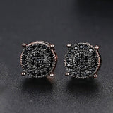 Unique Punk Iced Zircon Stud Earrings for Women Gold Wedding Jewelry