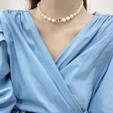 Genuine Freshwater Pearl Necklace Women Birthday Gift Gold Jewelry