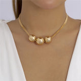 Punk Ball Pendant Choker Necklace For Women Gold Party Jewelry