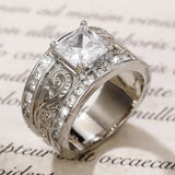 Princess Square Sapphire Ring Women Wedding Jewelry