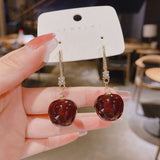 Cherry Long Drop Earrings Women Wedding Jewelry