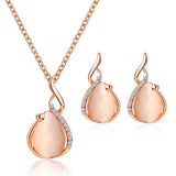 Waterdrop Rhinestone Pendant Jewelry Set Women Wedding Jewelry