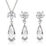 Luxury Water Drop Jewelry Sets Necklace Earrings Romantic Women Wedding