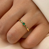 Classic Emerald Green Gemstone Ring Women Wedding Anniversary Jewelry