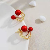 Vintage Red Angel Pearl Earrings For Women Wedding Party Jewelry