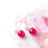 Cherry Long Drop Earrings Women Wedding Jewelry