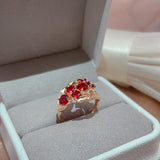 Natural Red Ruby Gemstone Ring Women Rose Gold Wedding Jewelry