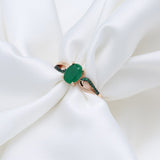 Green Natural Emerald Ring For Women 585 Rose Gold Wedding Jewelry