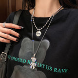 Double Layer Beads Chain Necklace Women Party Jewelry