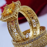 1.52CT Red Gemstone Ring Set Gold Women Bridal Jewellery