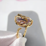 Natural Freshwater Baroque Ring Pearl 18K Gold Women Jewelry