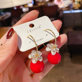 Cherry Long Drop Earrings Women Wedding Jewelry