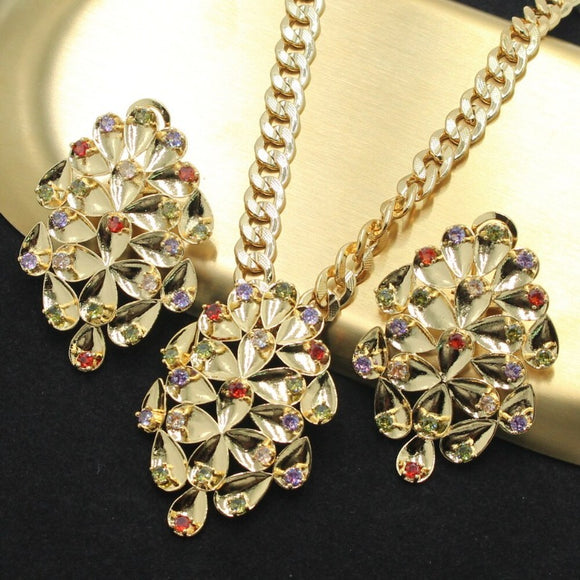 Jewellery Set Gold Jewelry for Women Wedding Bride Necklace Earrings