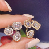 Luxury Zircon Rings for 14k Gold Women Anniversary Party Jewelry