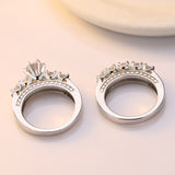 Luxury Round silver bride Ring Set For Women Wedding Anniversary Gift Jewelry