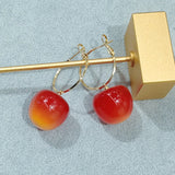 Cherry Long Drop Earrings Women Wedding Jewelry